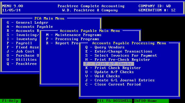 Peachtree Complete Accounting 9 - Menu